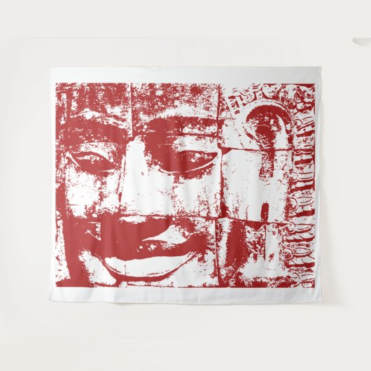 Tenture Khmer Stone Face ... Bayon Temple, Cambodge Tapest (Devant (Horizontal))