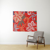 Tenture Kimono japonais hawaïen rouge : Vintage floral (En situation (horizontale))