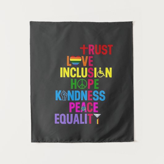Tenture Kindness Peace Equality Love Inclusion Hope (Devant)