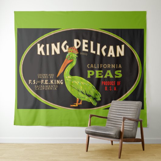 Tenture King Pelican California pois crate étiquette (En situation (horizontale))