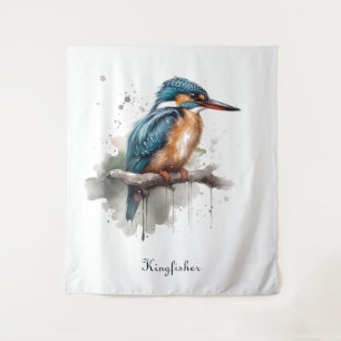 Tenture Kingfisher assis sur une branche d'aquarelle