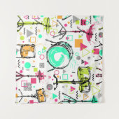 Tenture Kit Tambour : Aquarelle Memphis Retro. (Devant (Horizontal))