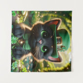 Tenture Kitten noir en vert Saint Patrick's Day Attire (Devant (Horizontal))