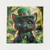 Tenture Kitten noir en vert Saint Patrick's Day Attire (Devant)