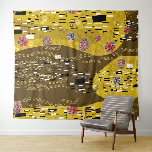 Tenture Klimt Inspiré Or Motif Art Nouveau Le Baiser (En situation (horizontale))