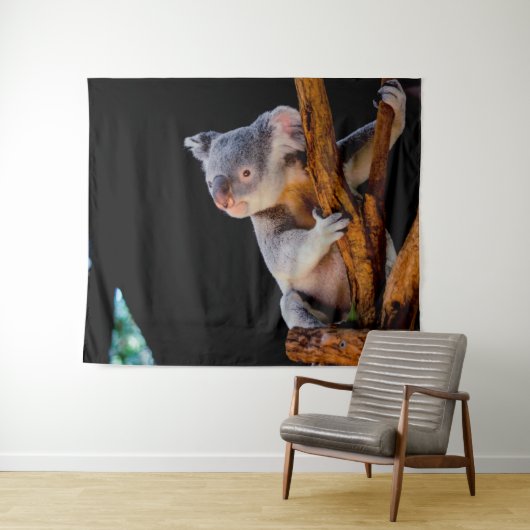 Tenture Koala Cute en gris arbre (En situation (horizontale))