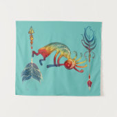 Tenture Kokopelli, Autochtone Américain, Avec Deux Plumes  (Devant (Horizontal))