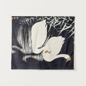 Tenture Koson - Oies chinoises blanches nager par des rose (Devant (Horizontal))