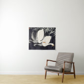 Tenture Koson - Oies chinoises blanches nager par des rose (En situation (horizontale))