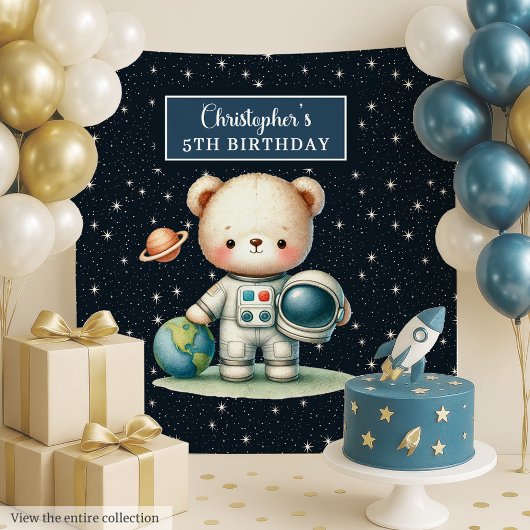 Tenture L’astronaute Teddy Bear Backdrop pour la fête des 