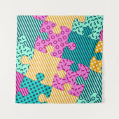 Tenture La bannière aux puzzles géométriques, Memphis back (Devant)