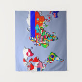 Tenture La carte du monde avec leurs drapeaux (Devant)