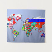 Tenture La carte du monde avec leurs drapeaux (Devant (Horizontal))