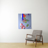 Tenture La carte du monde avec leurs drapeaux (En situation)