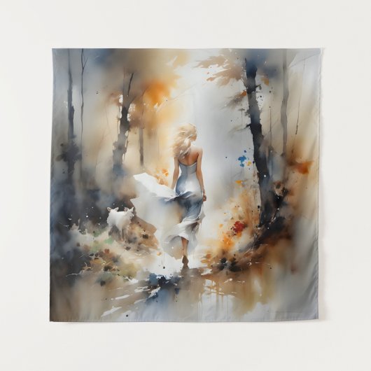 Tenture La Dame À Travers Une Forêt (Devant)