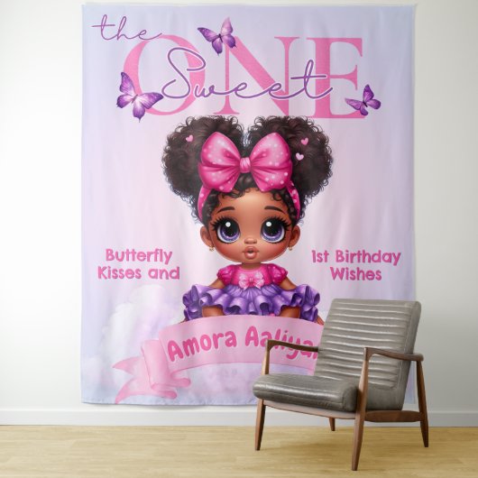 Tenture La douce fille de bébé ethnique 1er anniversaire (En situation)