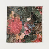 Tenture La fresque au mur. Fleurs et plantes avec des pion (Devant (Horizontal))