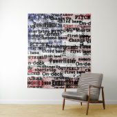 Tenture La gloire du baseball | Mots du drapeau américain  (En situation)