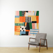 Tenture La main a dessiné différentes formes. Abstrait con (En situation)