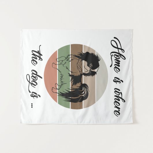 Tenture La Maison Est Où Est Le Chien, Chien Japonais Chin (Devant (Horizontal))