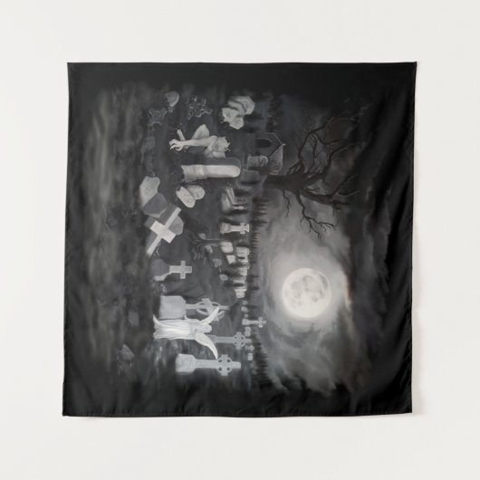 Tenture La nuit sur le cimetière - Angel avec Diable (Devant (Horizontal))