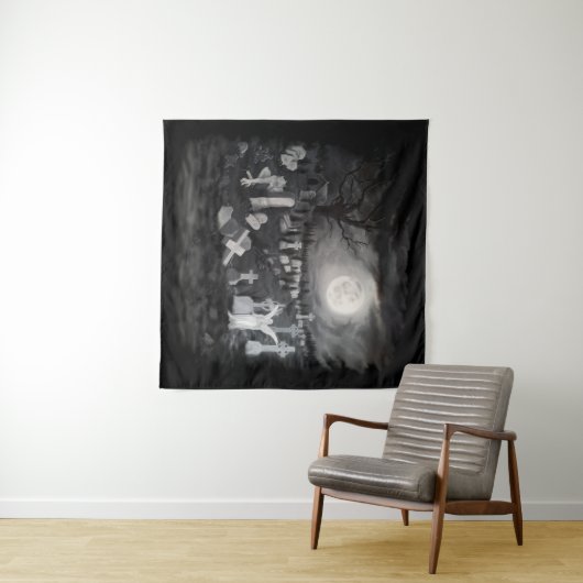 Tenture La nuit sur le cimetière - Angel avec Diable (En situation (horizontale))