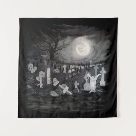 Tenture La nuit sur le cimetière - Angel avec Diable (Devant)