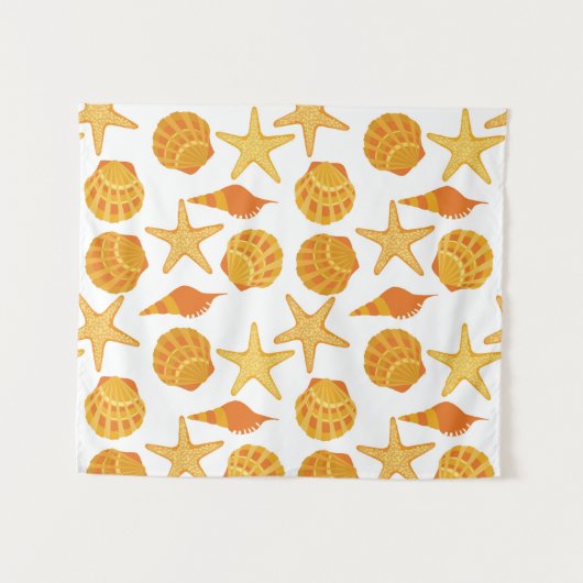 Tenture La plage orange Shell modèlent (Devant (Horizontal))