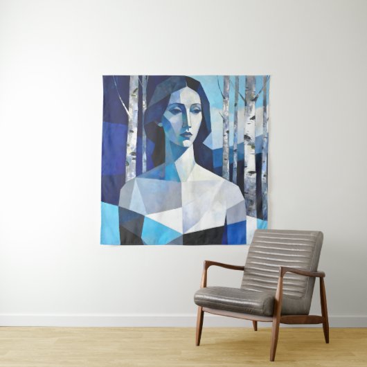 Tenture La Pose de « Caelith » – Un Portrait Abstrait (En situation)