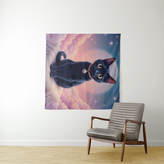 Tenture La Reine Du Ciel De Chat Noir (En situation (horizontale))