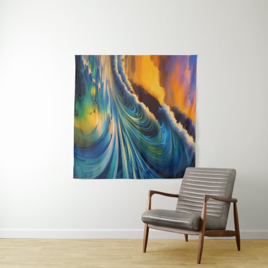 Tenture La vague au lever du soleil (En situation (horizontale))