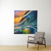 Tenture La vague au lever du soleil (En situation)