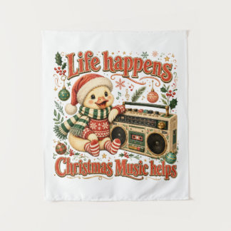 Tenture La vie arrive, la musique de Noël aide