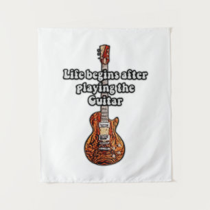 Tenture La vie commence après avoir joué de la guitare. co