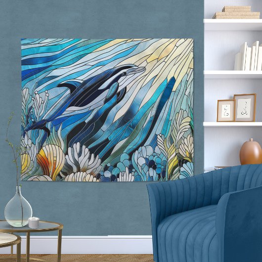 Tenture La vie océanique - Mosaïque d'art numérique