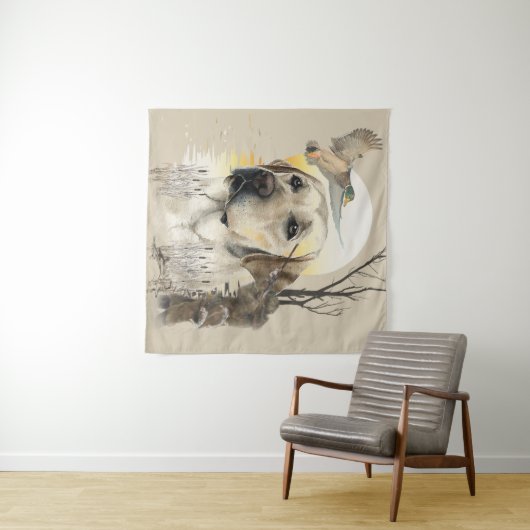 Tenture Labrador, chasse aux canards (En situation (horizontale))