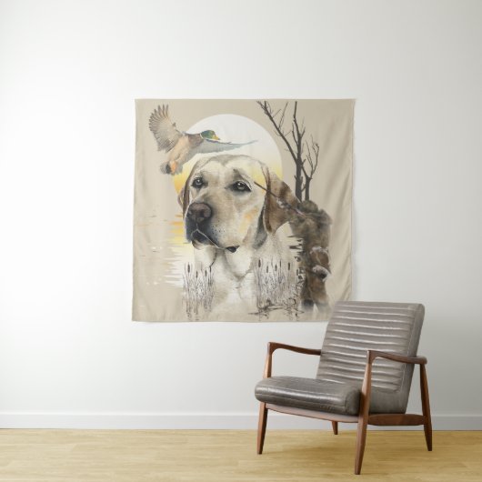 Tenture Labrador, chasse aux canards (En situation)