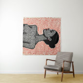 Tenture Labyrinth of Her Awakening – A Minimalist Portrait (En situation (horizontale))