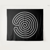 Tenture Labyrinthe blanc sur fond noir (Devant (Horizontal))