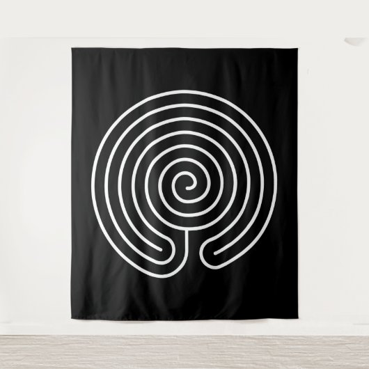 Tenture Labyrinthe blanc sur noir (Devant)