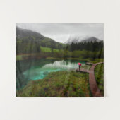 Tenture Lac vert parapluie rouge (Devant (Horizontal))