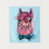 Tenture Lama rose mignon (Devant)