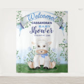 Tenture Lamb Baby shower Floral bleu arrière-plan (Devant)