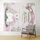 Tenture Lamb rose Baby shower Floral Arrière-plan (En situation (horizontale))