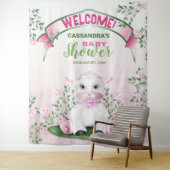 Tenture Lamb rose Baby shower Floral Arrière-plan (En situation)