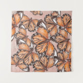 Tenture L'amiral rouge papillons Arrière - plan rose (Devant (Horizontal))