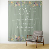 Tenture L'amour est en fleur Sage Fête des mariées verte C (En situation)