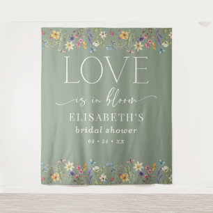 Tenture L'amour est en fleur Sage Fête des mariées verte C