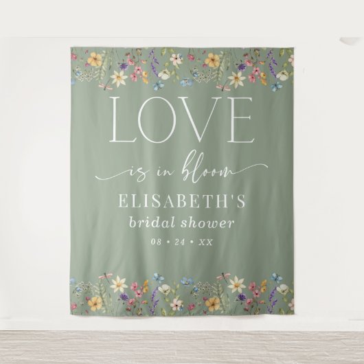 Tenture L'amour est en fleur Sage Fête des mariées verte C (Devant)