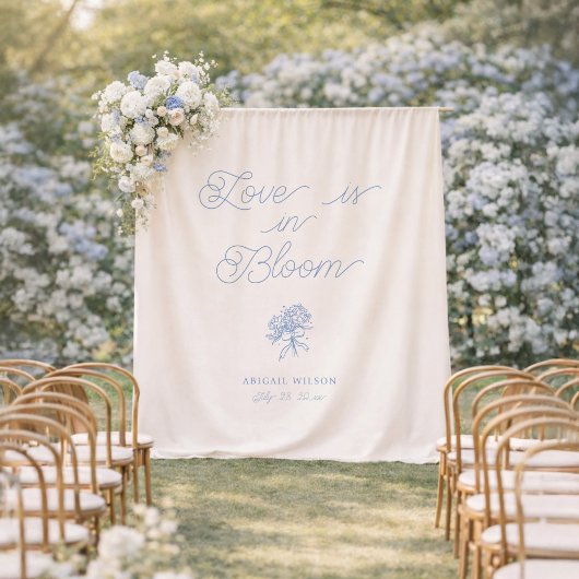 Tenture L'amour est en fleurs. Hydrangea Bleu pour une Bab